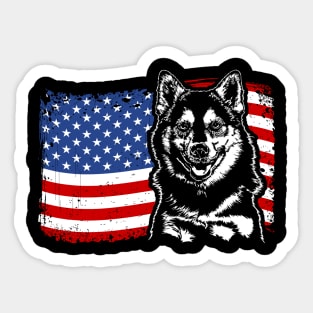 Proud Pomsky American Flag patriotic dog Sticker